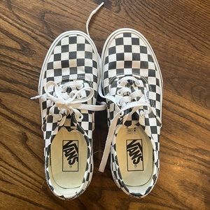 Vans used platform black and white checked sneakers